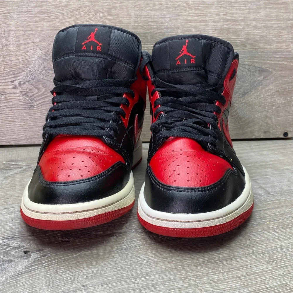 Jordan Shoes Air Jordan 1 Mid Banned 2020 Mens 9 Black Red Leather‎ 554724-074